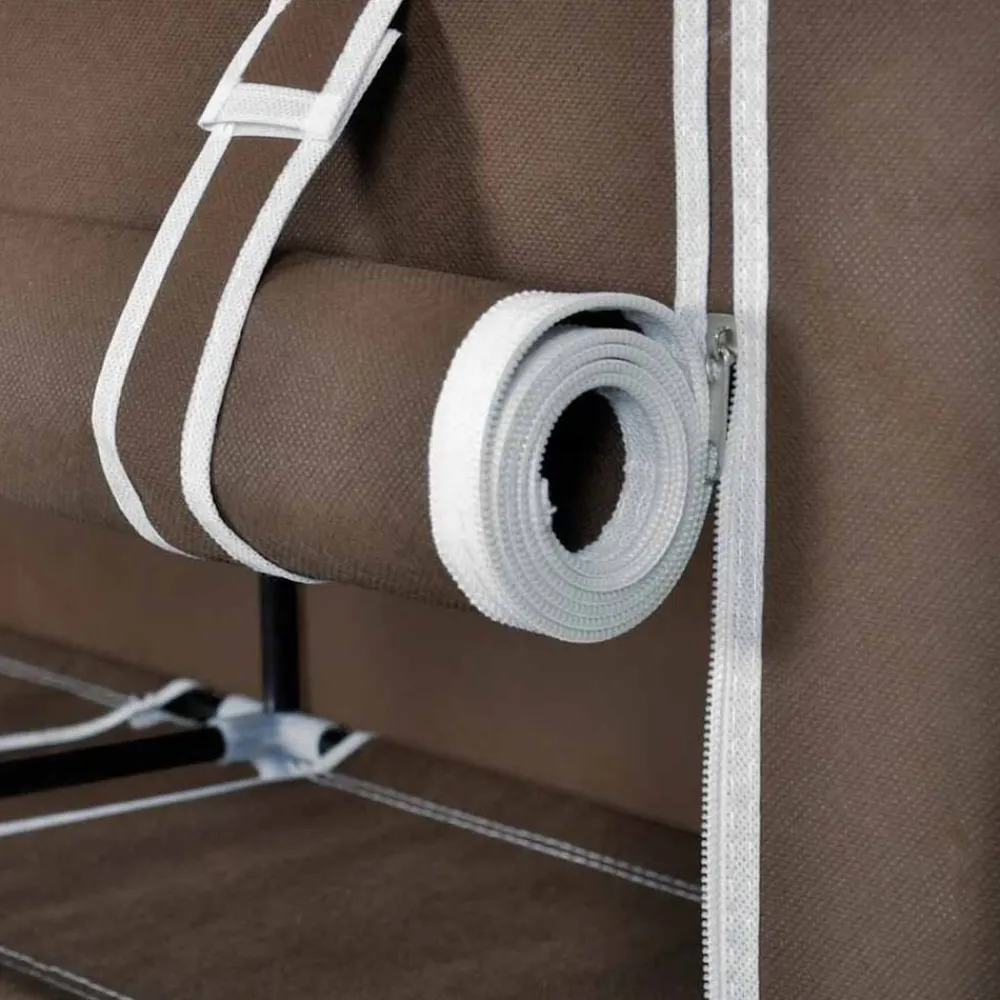 vidaXL Productos Del Hogar-Zapatero de tela con cubierta marrón 115x28x110 cm