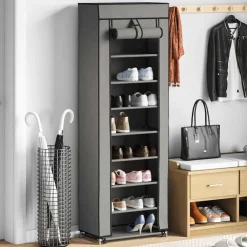 vidaXL Productos Del Hogar-Zapatero de tela con funda 57x29x162 cm