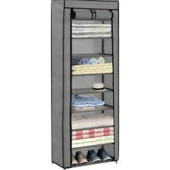 vidaXL Productos Del Hogar-Zapatero de tela con funda 57x29x162 cm