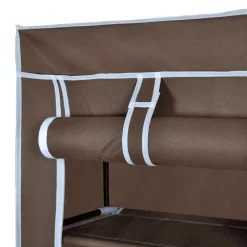 vidaXL Zapatero de tela con cubierta marrón 57x29x162 cm Marr&oacute;n Discount
