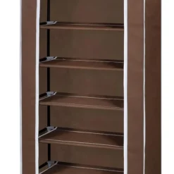 vidaXL Zapatero de tela con cubierta marrón 57x29x162 cm Marr&oacute;n Discount