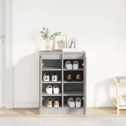 vidaXL Zapatero gris hormigón 57x34x76 cm madera industrial Gris hormig&oacute;n Best