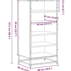 vidaXL Productos Del Hogar-Zapatero madera contrachapada 48x38x97,5 cm
