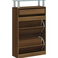 vidaXL Productos Del Hogar-Zapatero madera contrachapada marrón roble 63x24x104 cm