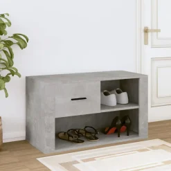 vidaXL Productos Del Hogar-Zapatero madera contrachapada gris hormigón 80x35x45 cm