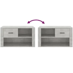 vidaXL Productos Del Hogar-Zapatero madera contrachapada gris hormigón 80x35x45 cm