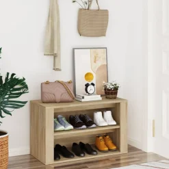 vidaXL Zapatero madera contrachapada 75x35x45 cm Roble Sonoma Best