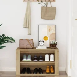 vidaXL Zapatero madera contrachapada 75x35x45 cm Roble Sonoma Best