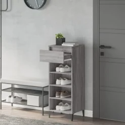 vidaXL Zapatero madera contrachapada 40x36x105 cm Gris sonoma New