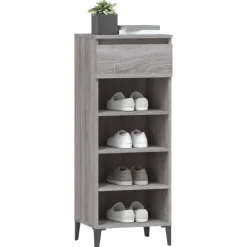 vidaXL Zapatero madera contrachapada 40x36x105 cm Gris sonoma New