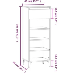 vidaXL Zapatero madera contrachapada 40x36x105 cm Gris sonoma New