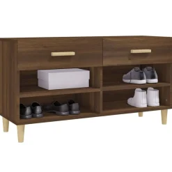 vidaXL Productos Del Hogar-Zapatero madera contrachapada marrón roble 102x35x55 cm