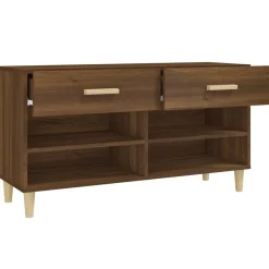 vidaXL Productos Del Hogar-Zapatero madera contrachapada marrón roble 102x35x55 cm