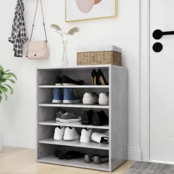 vidaXL Productos Del Hogar-Zapatero madera contrachapada gris hormigón 60x35x70 cm