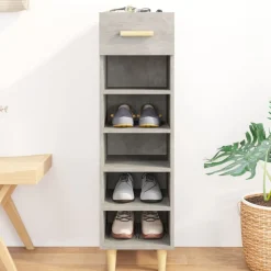 vidaXL Zapatero madera contrachapada gris hormigón 30x35x105 cm Gris hormig&oacute;n