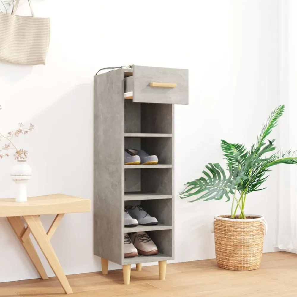 vidaXL Zapatero madera contrachapada gris hormigón 30x35x105 cm Gris hormigón