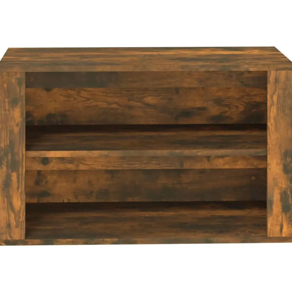 vidaXL Zapatero madera contrachapada 75x35x45 cm Roble ahumado Online