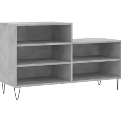 vidaXL Zapatero madera contrachapada gris hormigón 102x36x60 cm Gris hormig&oacute;n Clearance