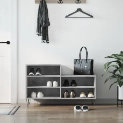 vidaXL Zapatero madera contrachapada gris hormigón 102x36x60 cm Gris hormig&oacute;n Clearance