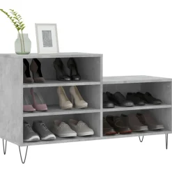 vidaXL Zapatero madera contrachapada gris hormigón 102x36x60 cm Gris hormig&oacute;n Clearance