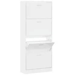 vidaXL Zapatero madera contrachapada blanco brillo 63x24x147 cm Blanco brillante New