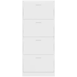vidaXL Zapatero madera contrachapada blanco brillo 63x24x147 cm Blanco brillante New