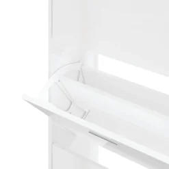 vidaXL Zapatero madera contrachapada blanco brillo 63x24x147 cm Blanco brillante New