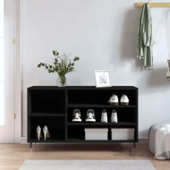vidaXL Zapatero madera contrachapada 102x36x60 cm Negro