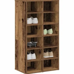 vidaXL Zapatero madera contrachapada madera vieja 54x34x100cm Madera antigua New