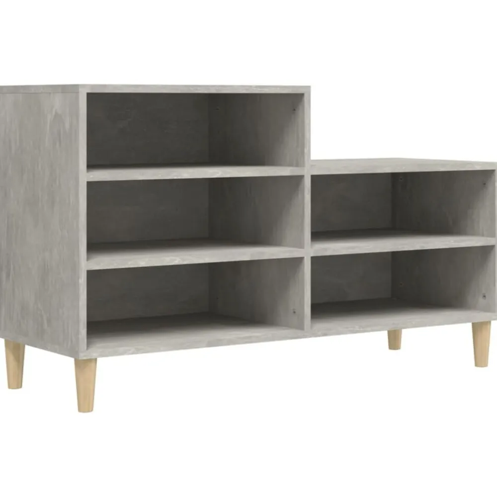 vidaXL Zapatero madera contrachapada gris hormigón 102x36x60 cm Gris hormigón Sale
