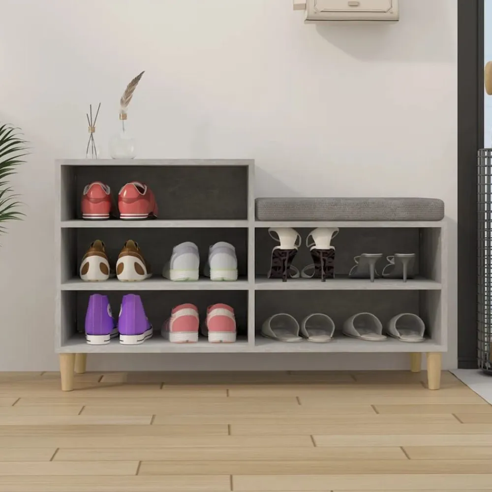 vidaXL Zapatero madera contrachapada gris hormigón 102x36x60 cm Gris hormigón Sale