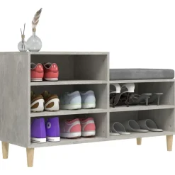 vidaXL Zapatero madera contrachapada gris hormigón 102x36x60 cm Gris hormigón Sale
