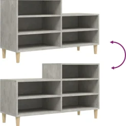 vidaXL Zapatero madera contrachapada gris hormigón 102x36x60 cm Gris hormigón Sale