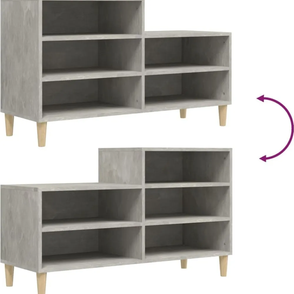 vidaXL Zapatero madera contrachapada gris hormigón 102x36x60 cm Gris hormigón Sale