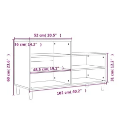 vidaXL Zapatero madera contrachapada gris hormigón 102x36x60 cm Gris hormigón Sale