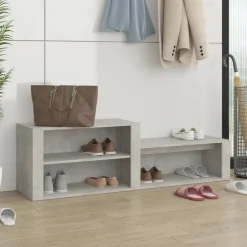 vidaXL Productos Del Hogar-Zapatero madera contrachapada gris hormigón 150x35x45 cm