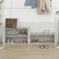 vidaXL Productos Del Hogar-Zapatero madera contrachapada gris hormigón 150x35x45 cm