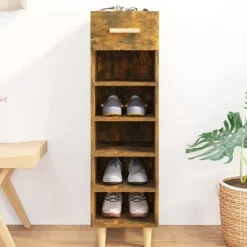 vidaXL Zapatero madera contrachapada 30x35x105 cm Roble ahumado Discount