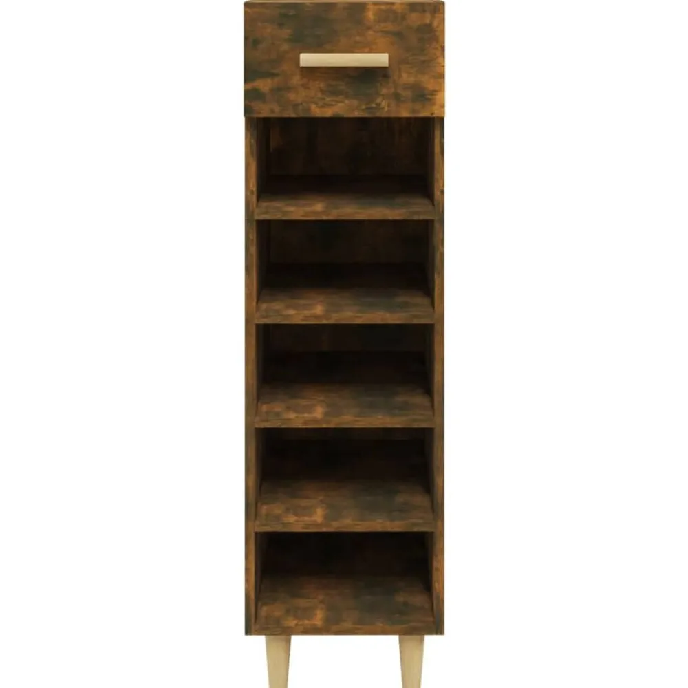 vidaXL Zapatero madera contrachapada 30x35x105 cm Roble ahumado Discount