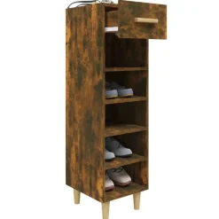 vidaXL Zapatero madera contrachapada 30x35x105 cm Roble ahumado Discount