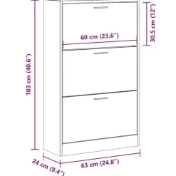 vidaXL Productos Del Hogar-Zapatero madera contrachapada 63x24x103 cm