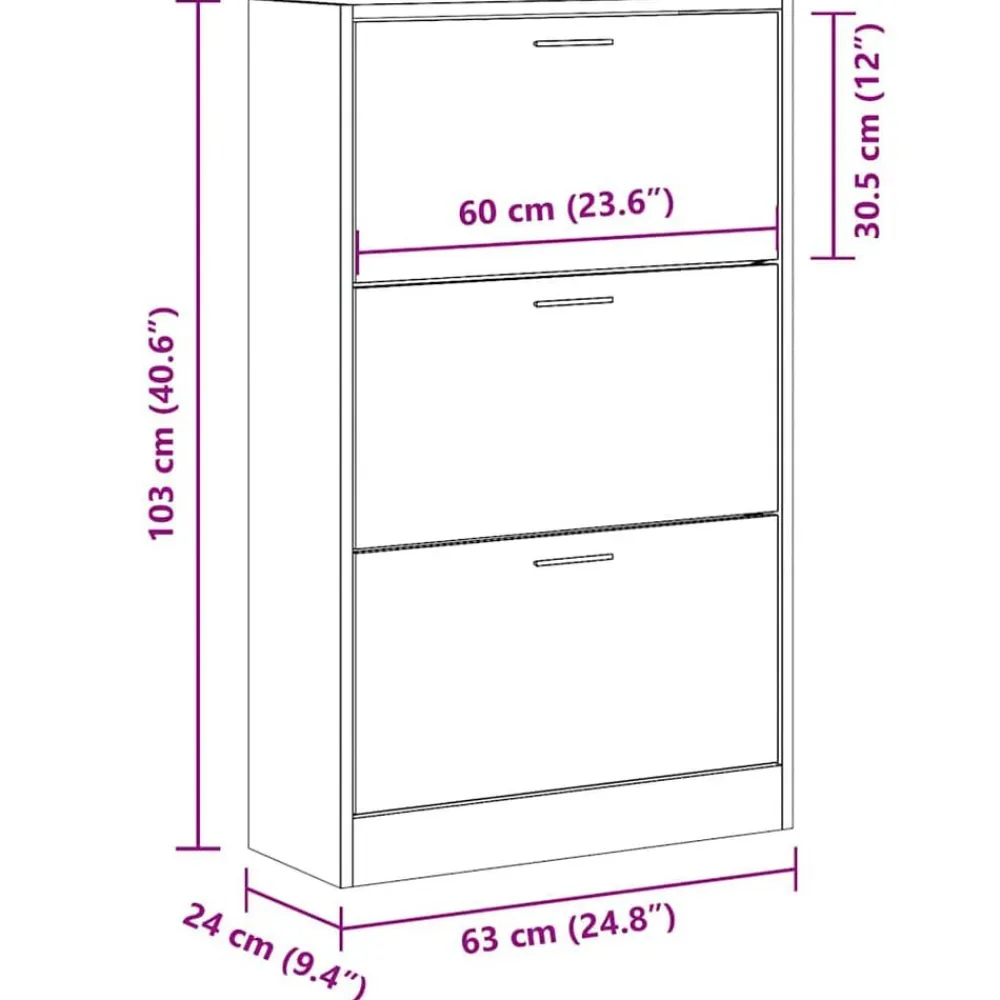 vidaXL Productos Del Hogar-Zapatero madera contrachapada 63x24x103 cm