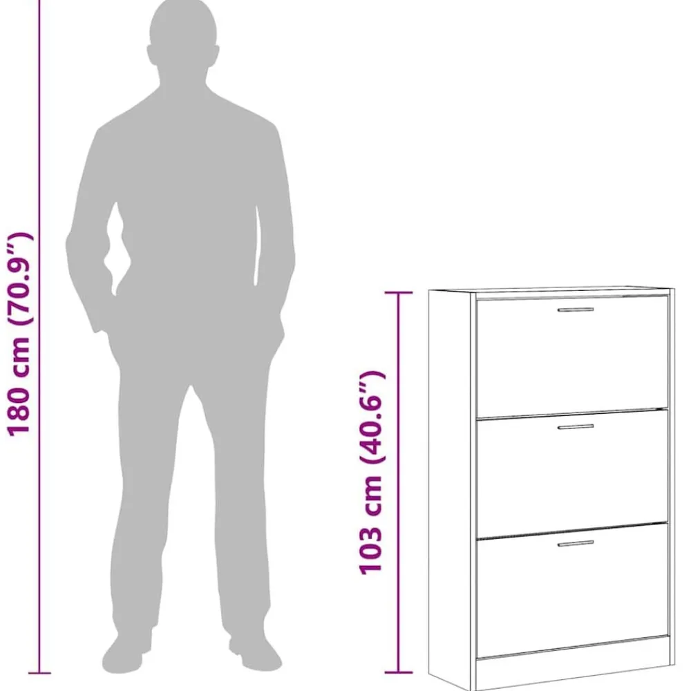 vidaXL Productos Del Hogar-Zapatero madera contrachapada 63x24x103 cm