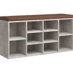 vidaXL Zapatero madera contrachapada gris hormigón 103x30x48 cm Gris hormig&oacute;n Clearance