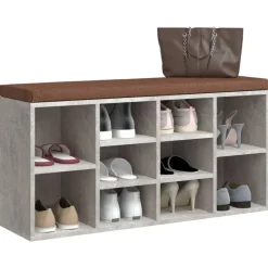 vidaXL Zapatero madera contrachapada gris hormigón 103x30x48 cm Gris hormig&oacute;n Clearance