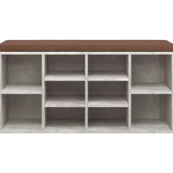 vidaXL Zapatero madera contrachapada gris hormigón 103x30x48 cm Gris hormig&oacute;n Clearance