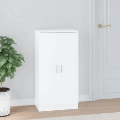 vidaXL Productos Del Hogar-Zapatero madera contrachapada blanco brillo 55x35x108 cm