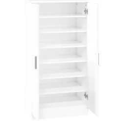 vidaXL Productos Del Hogar-Zapatero madera contrachapada blanco brillo 55x35x108 cm