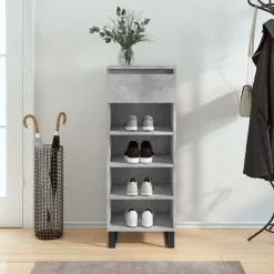 vidaXL Zapatero madera contrachapada gris hormigón 40x36x105 cm Gris hormig&oacute;n