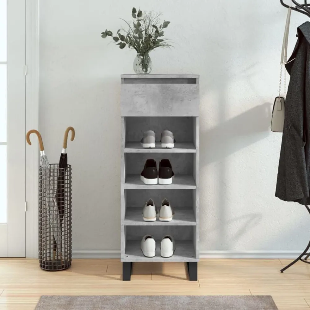 vidaXL Zapatero madera contrachapada gris hormigón 40x36x105 cm Gris hormigón